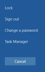 Windows change password screen
