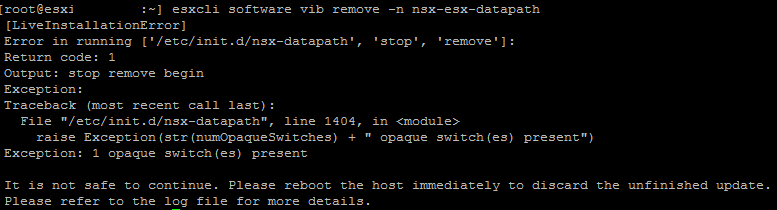 NSX-T Remove datapath VIB