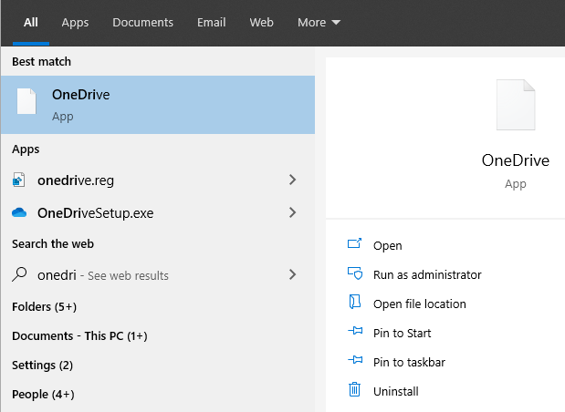 a newer version of onedrive is installed